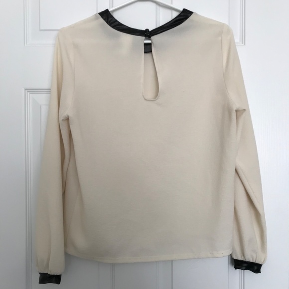 Y2K Jules and Leopold Sheer Long Sleeve Blouse S Cream Off White Black - Picture 2 of 11